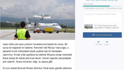 THY Tokat Havalimanı İçin Sefer Talebi Artıyor