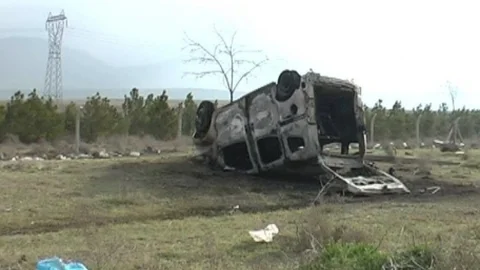 Konya'da Devrilen Araç Yangın Çıkardı