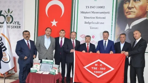 Kayseri Şeker Müşteri Memnuniyeti Belgesi Aldı