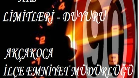 Akçakoca'da Hız Limitleri Belirlendi