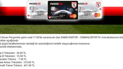 Samsunspor'dan 401 TL'lik Bilet Fiyatı