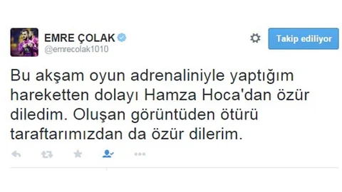 Emre Çolak'tan Özür Açıklaması