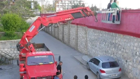 Çorum'da Vinçle Maç İzlediler