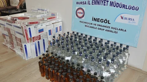 İnegöl'de Kaçak İçki ve Sigara Operasyonu