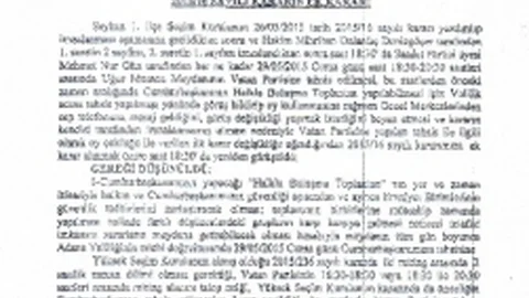 Seyhan'da Miting Alanı Kararı