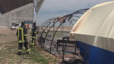 Sorgun Stadyum Şantiyesinde Yangın Çıktı