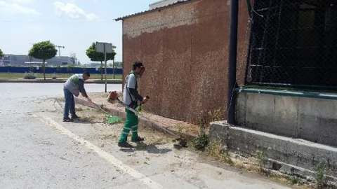 İzmit'te çevre düzenlemesi kapsamında yabani ot temizliği yapılıyor