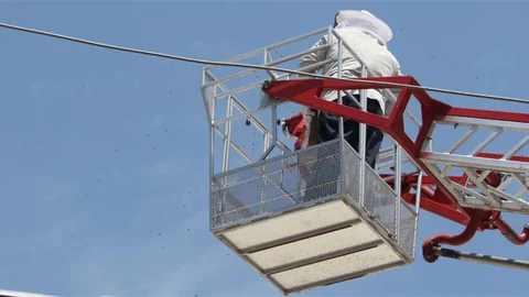 Zonguldak'ta cami saçağındaki arılar itfaiye yardımıyla alındı.