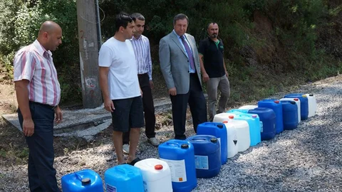 Marmaris'te yangınlara karşı 300 su bidonu yerleştirildi