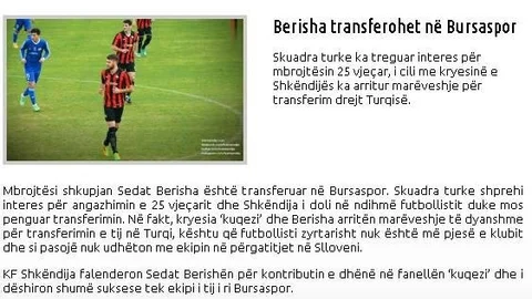 Bursaspor, Makedonya'nın Shkëndija takımında forma giyen Sedat Berisha ile sözleşme imzaladı