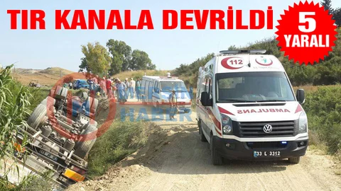 Tarsus’ta Saman Yüklü TIR Şarampole Yuvarlandı