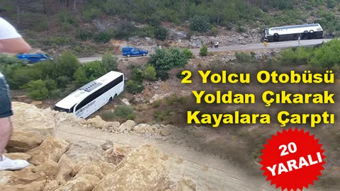 Mersin'de 2 Yolcu Otobüsü Yoldan Çıktı
