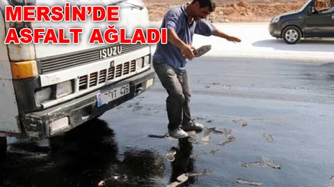 Mersin'de Sıcaklardan Asfalt Eridi
