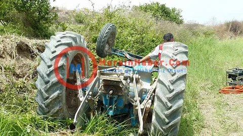 Şarampole Devrilen Traktörün Sürücüsü Hayatını Kaybetti