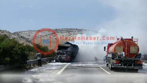 Otobanda Bir TIR Alev Alev Yandı