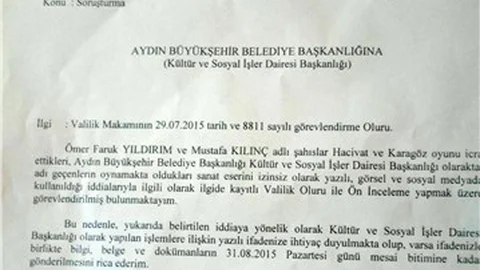Valilik'ten Büyükşehir'e 'Hacivat ve Karagöz' soruşturması