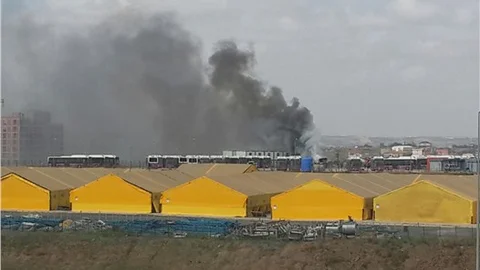 Otobüs garajında yangın