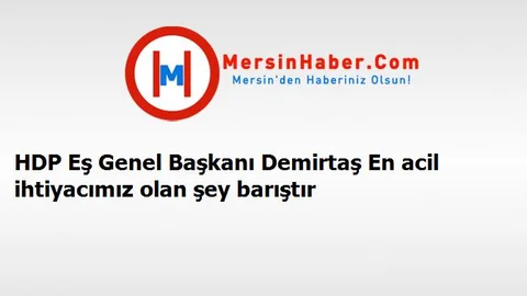 HDP Eş Genel Başkanı Demirtaş En acil ihtiyacımız olan şey barıştır