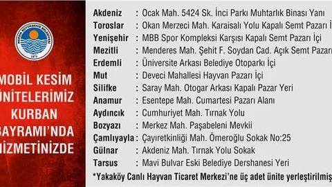 Kurban Bayramı’nda 13 ilçeye “Mobil Kesim Ünitelesi'
