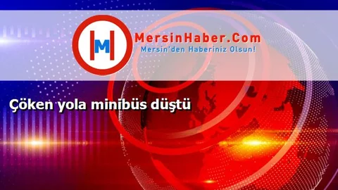 Çöken yola minibüs düştü