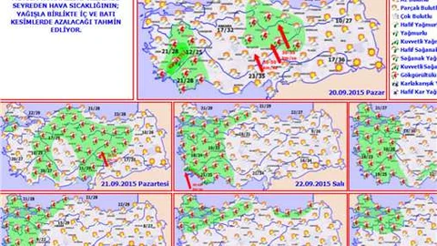 Bayramda yağışla birlikte iç ve batı kesimlerinde sıcaklık azalacak