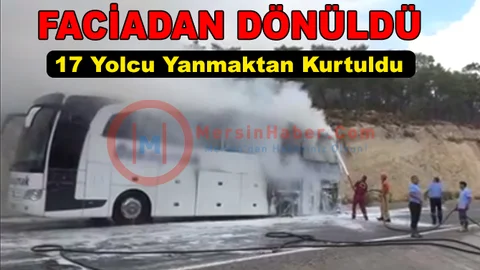 Silifke'de Seyir Halindeki Otobüs Alev Aldı