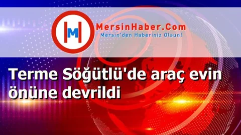Terme Söğütlü'de araç evin önüne devrildi