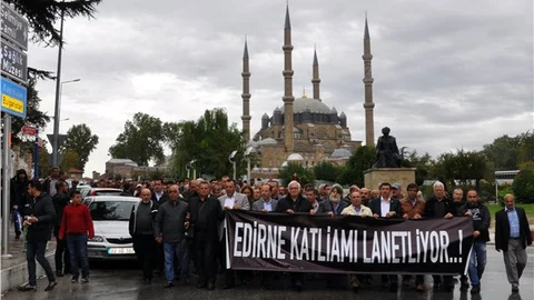 Ankara’da yaşanan bombalı saldırı Edirne’de protesto edildi