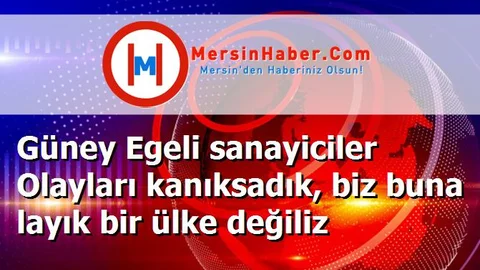 Güney Egeli sanayiciler Olayları kanıksadık, biz buna layık bir ülke değiliz
