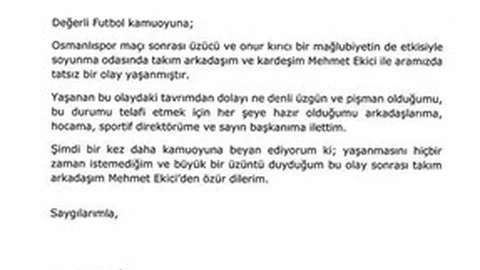 Trabzonspor'da Erkan Zengin, Mehmet Ekici'den özür diledi