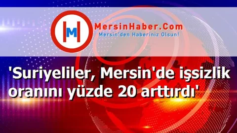 'Suriyeliler, Mersin'de işsizlik oranını yüzde 20 arttırdı'