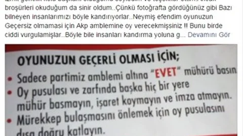 Tepki çeken broşür Oyunuzun geçerli olması için mührü AKP amblemine basın