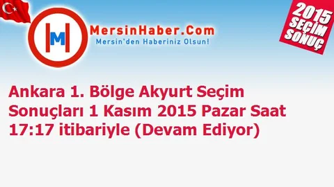 Ankara 1. Bölge Akyurt Seçim Sonuçları 1 Kasım 2015 Pazar Saat 17:17 itibariyle (Devam Ediyor)