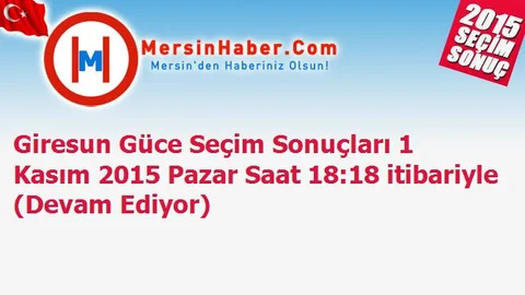Giresun Güce Seçim Sonuçları 1 Kasım 2015 Pazar Saat 18:18 itibariyle (Devam Ediyor)