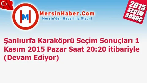 Şanlıurfa Karaköprü Seçim Sonuçları 1 Kasım 2015 Pazar Saat 20:20 itibariyle (Devam Ediyor)