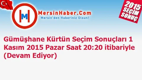 Gümüşhane Kürtün Seçim Sonuçları 1 Kasım 2015 Pazar Saat 20:20 itibariyle (Devam Ediyor)