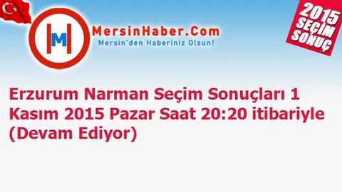 Erzurum Narman Seçim Sonuçları 1 Kasım 2015 Pazar Saat 20:20 itibariyle (Devam Ediyor)