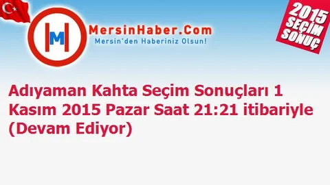 Adıyaman Kahta Seçim Sonuçları 1 Kasım 2015 Pazar Saat 21:21 itibariyle (Devam Ediyor)