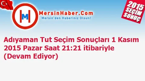 Adıyaman Tut Seçim Sonuçları 1 Kasım 2015 Pazar Saat 21:21 itibariyle (Devam Ediyor)