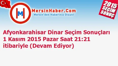 Afyonkarahisar Dinar Seçim Sonuçları 1 Kasım 2015 Pazar Saat 21:21 itibariyle (Devam Ediyor)