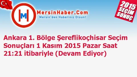 Ankara 1. Bölge Şereflikoçhisar Seçim Sonuçları 1 Kasım 2015 Pazar Saat 21:21 itibariyle (Devam Ediyor)