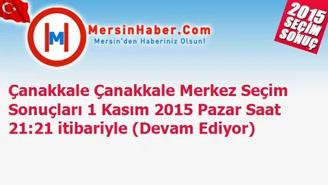 Çanakkale Çanakkale Merkez Seçim Sonuçları 1 Kasım 2015 Pazar Saat 21:21 itibariyle (Devam Ediyor)