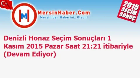 Denizli Honaz Seçim Sonuçları 1 Kasım 2015 Pazar Saat 21:21 itibariyle (Devam Ediyor)