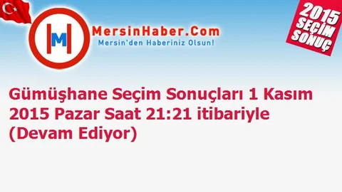 Gümüşhane Seçim Sonuçları 1 Kasım 2015 Pazar Saat 21:21 itibariyle (Devam Ediyor)