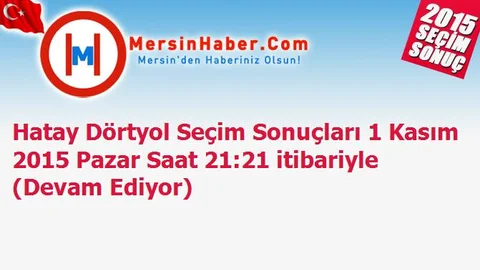 Hatay Dörtyol Seçim Sonuçları 1 Kasım 2015 Pazar Saat 21:21 itibariyle (Devam Ediyor)