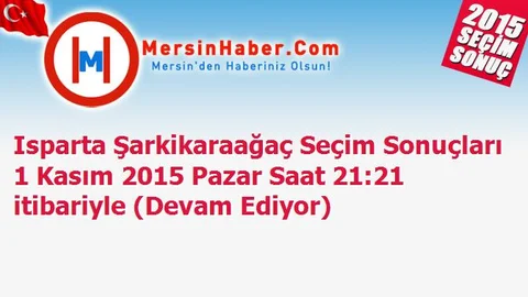 Isparta Şarkikaraağaç Seçim Sonuçları 1 Kasım 2015 Pazar Saat 21:21 itibariyle (Devam Ediyor)