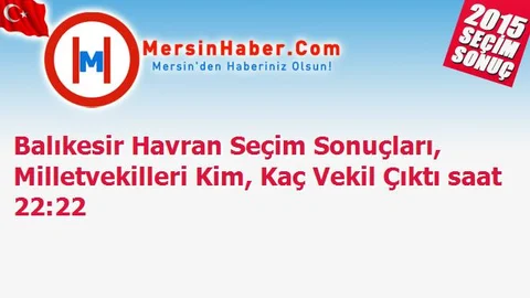Balıkesir Havran Seçim Sonuçları, Milletvekilleri Kim, Kaç Vekil Çıktı saat 22:22