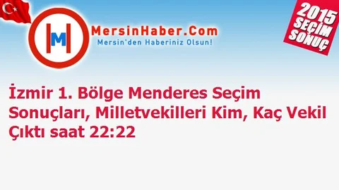 İzmir 1. Bölge Menderes Seçim Sonuçları, Milletvekilleri Kim, Kaç Vekil Çıktı saat 22:22