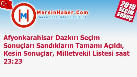 Afyonkarahisar Dazkırı Seçim Sonuçları Sandıkların Tamamı Açıldı, Kesin Sonuçlar, Milletvekil Listesi saat 23:23