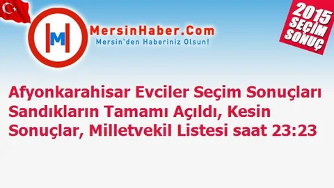 Afyonkarahisar Evciler Seçim Sonuçları Sandıkların Tamamı Açıldı, Kesin Sonuçlar, Milletvekil Listesi saat 23:23